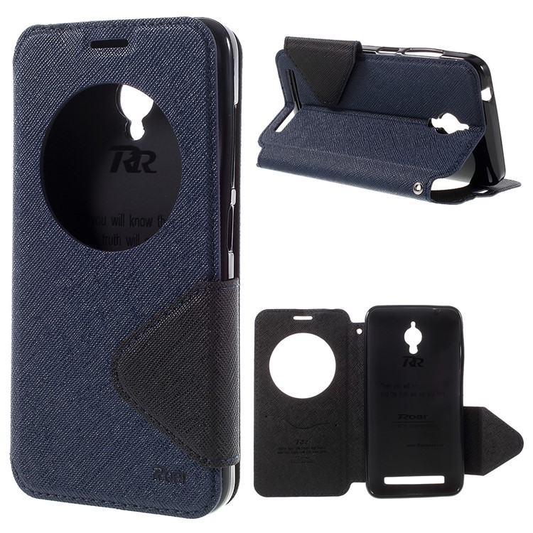 ROAR KOREA Diary View Window Leather Case for Asus Zenfone Go ZC500TG - Dark Blue-1