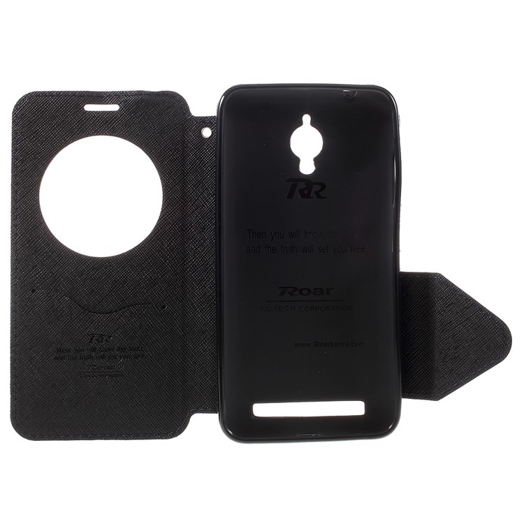 ROAR KOREA Diary View Window Leather Case for Asus Zenfone Go ZC500TG - Dark Blue-6