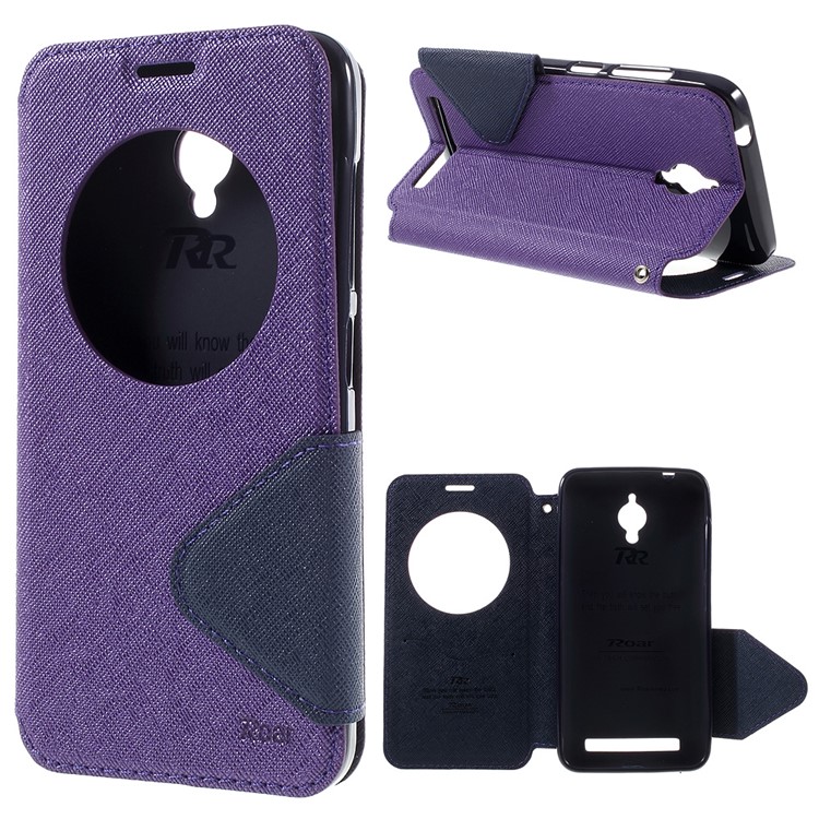 ROAR Diary View Window Leather Case for Asus Zenfone Go ZC500TG - Purple-1