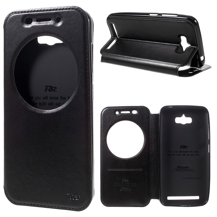 ROAR KOREA Noble Leather View Cover for Asus Zenfone Max ZC550KL - Black-1