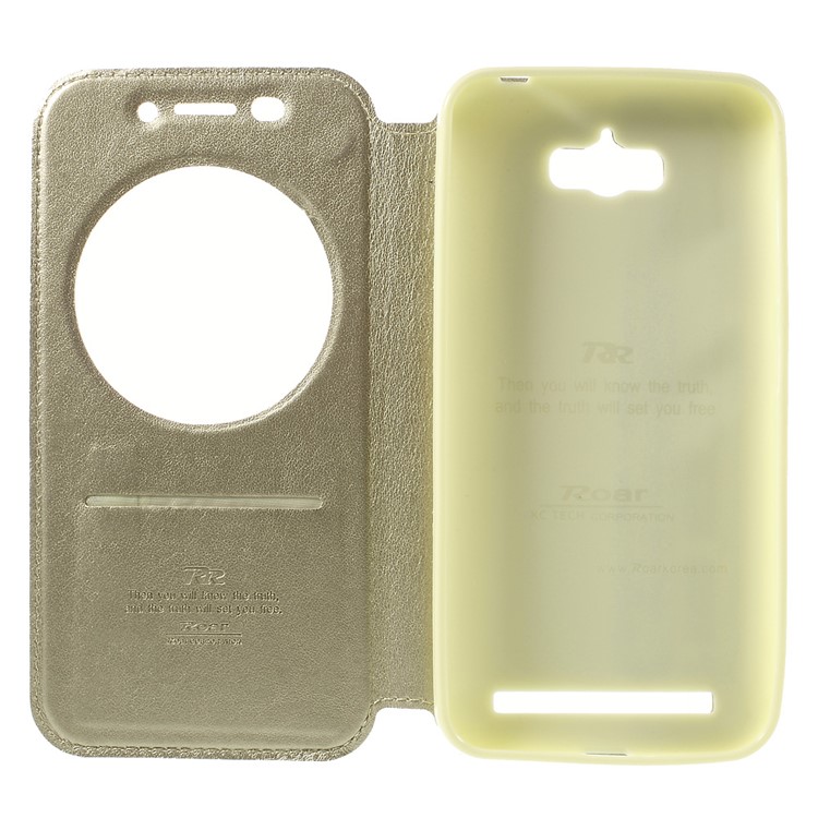 ROAR KOREA Leather Window Stand Case for Asus Zenfone Max ZC550KL - Champagne-6