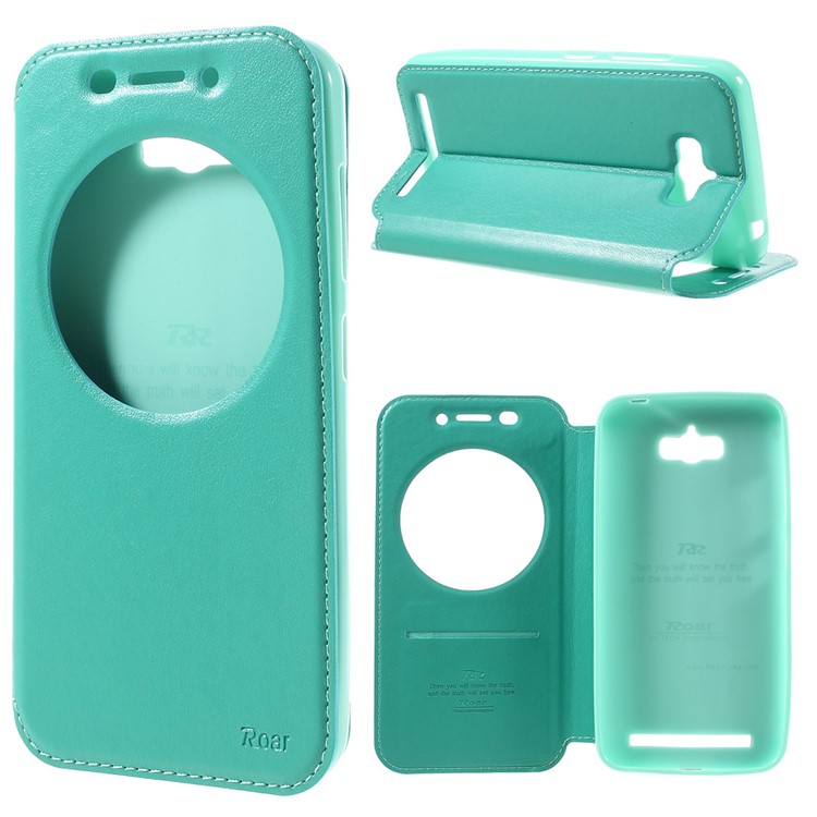 ROAR KOREA Leather View Cover Card Holder for Asus Zenfone Max ZC550KL - Cyan-1