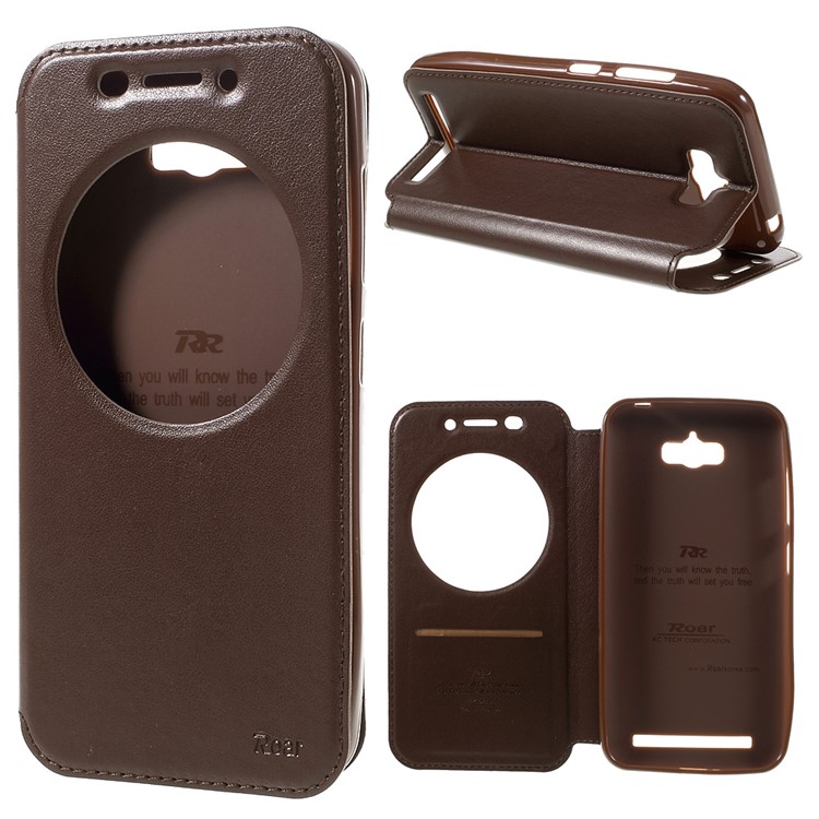 ROAR KOREA Noble Leather View Case Cover for Asus Zenfone Max ZC550KL - Brown-1