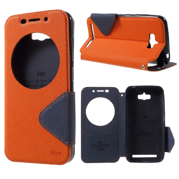 ROAR Diary View Window Leather Case for Asus Zenfone Max ZC550KL - Orange-1