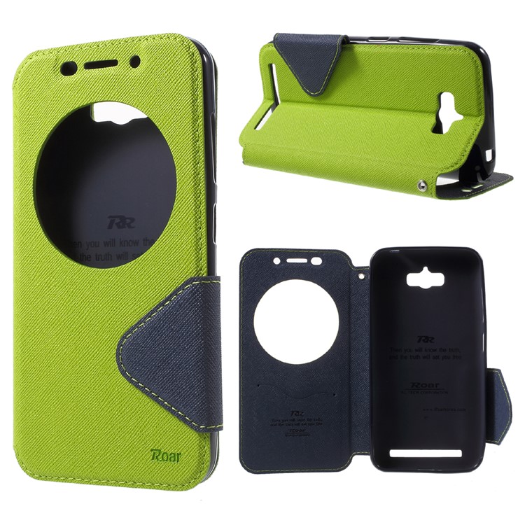 ROAR KOREA Diary View Leather Phone Case for Asus Zenfone Max ZC550KL - Green-1