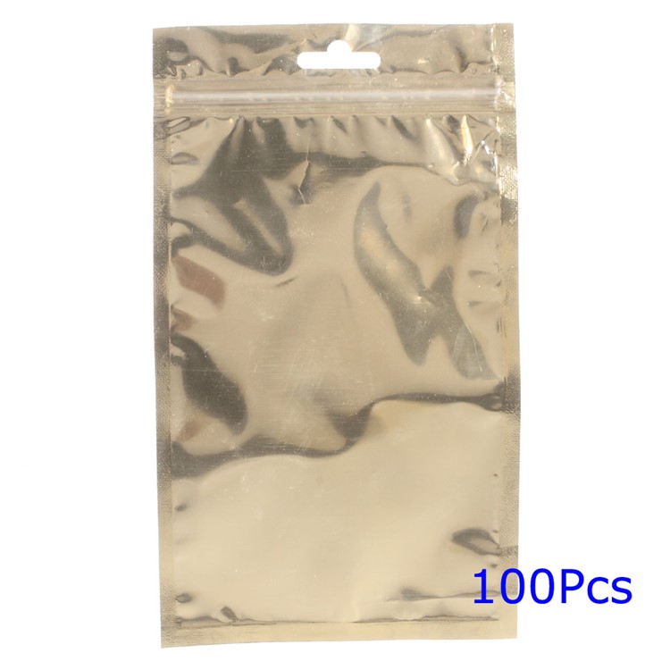 

100Pcs/Lot Ziplock Gold Color Package Bag for iPhone 6s Plus Cases Cables, Size: 17.8 x 10.5cm