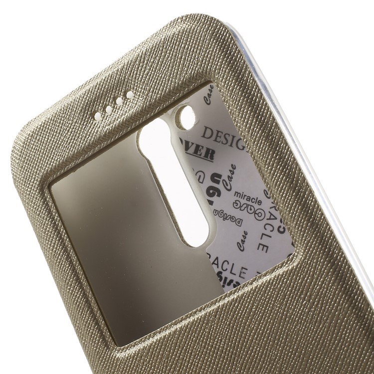 Cross Texture Smart Window Leather Flip Cover for Asus Zenfone Go 4.5 ZB452KG - Gold-8