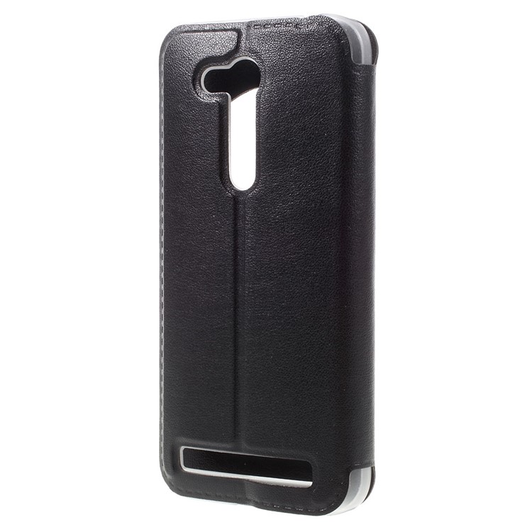 Hollow View Window Leather Stand Case for Asus Zenfone Go ZB452KG - Black-2