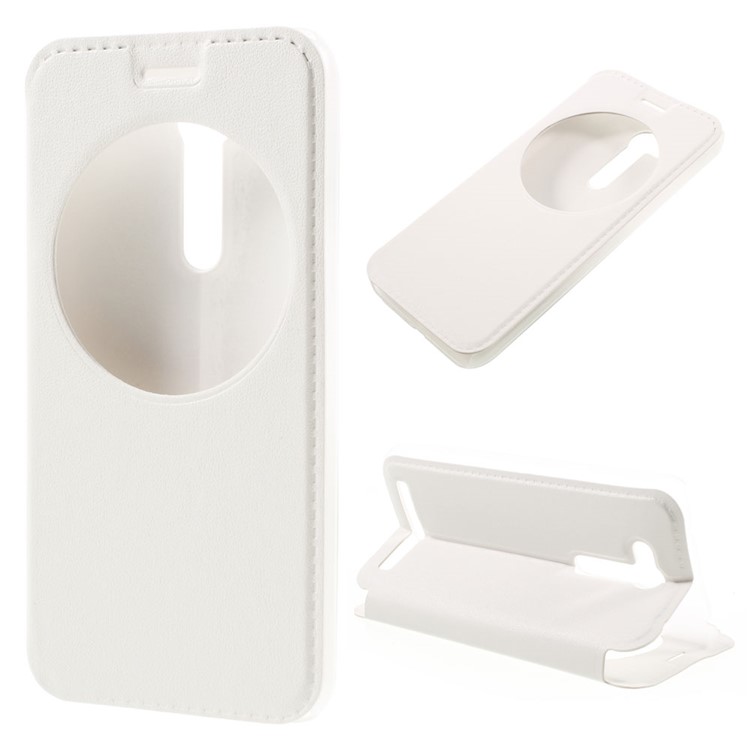 Hollow View Window Leather Stand Cover for Asus Zenfone Go ZB452KG - White-1