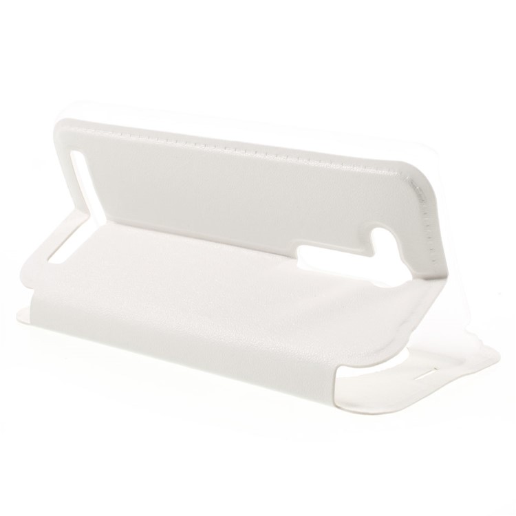 Hollow View Window Leather Stand Cover for Asus Zenfone Go ZB452KG - White-7