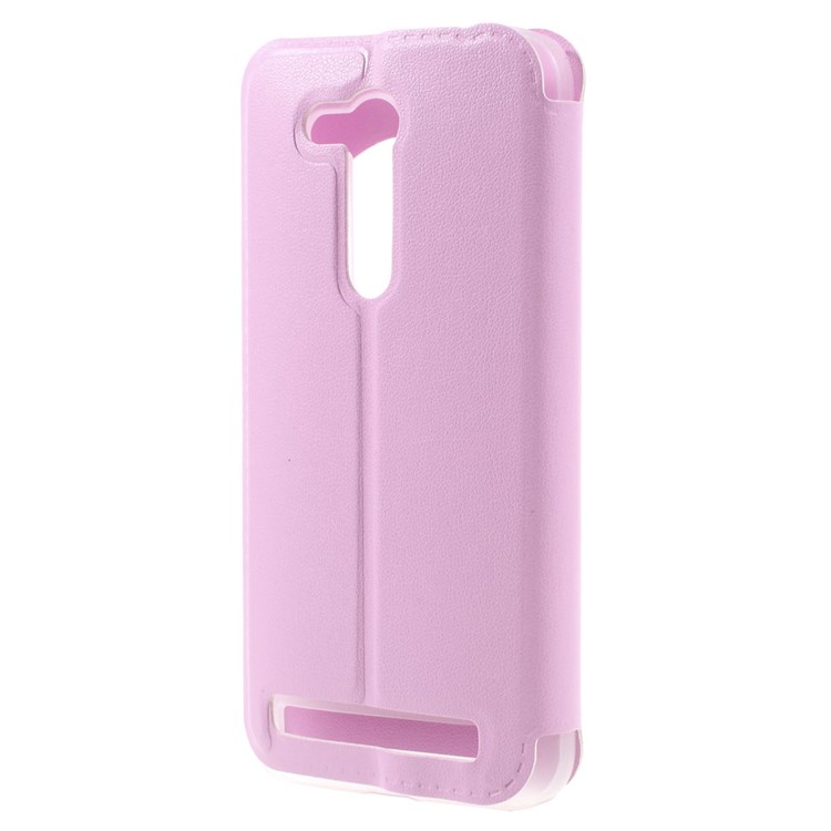 Hollow View Window Leather Stand Flip Case for Asus Zenfone Go ZB452KG - Pink-2