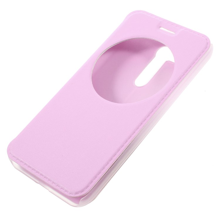 Hollow View Window Leather Stand Flip Case for Asus Zenfone Go ZB452KG - Pink-3