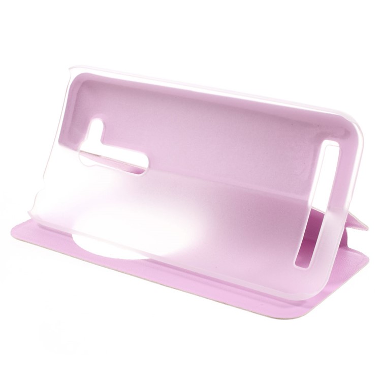 Hollow View Window Leather Stand Flip Case for Asus Zenfone Go ZB452KG - Pink-6