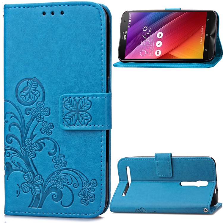 Imprinted Dual-sided Magnetic Wallet Leather Flip Case for Asus Zenfone 2 Laser ZE500KG ZE500KL 5.0-inch - Blue-1