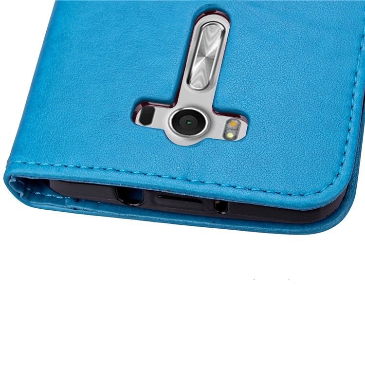 Imprinted Dual-sided Magnetic Wallet Leather Flip Case for Asus Zenfone 2 Laser ZE500KG ZE500KL 5.0-inch - Blue-11