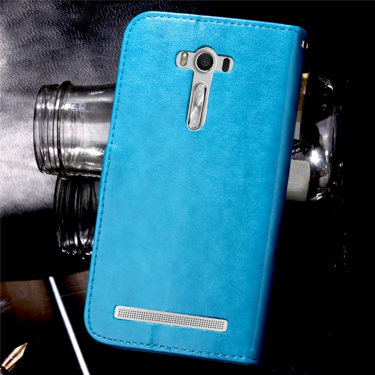 Imprinted Dual-sided Magnetic Wallet Leather Flip Case for Asus Zenfone 2 Laser ZE500KG ZE500KL 5.0-inch - Blue-13