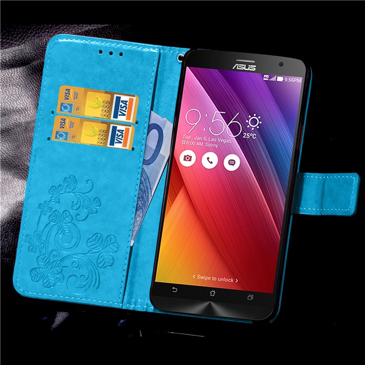 Imprinted Dual-sided Magnetic Wallet Leather Flip Case for Asus Zenfone 2 Laser ZE500KG ZE500KL 5.0-inch - Blue-14