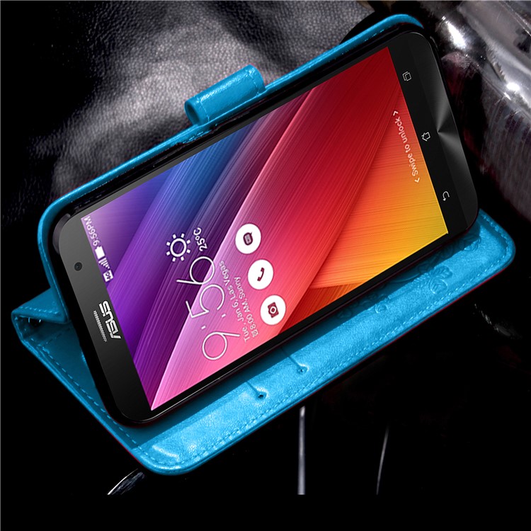 Imprinted Dual-sided Magnetic Wallet Leather Flip Case for Asus Zenfone 2 Laser ZE500KG ZE500KL 5.0-inch - Blue-15