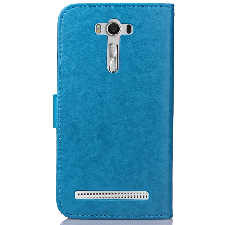 Imprinted Dual-sided Magnetic Wallet Leather Flip Case for Asus Zenfone 2 Laser ZE500KG ZE500KL 5.0-inch - Blue-2