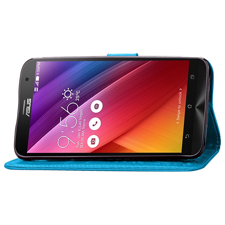 Imprinted Dual-sided Magnetic Wallet Leather Flip Case for Asus Zenfone 2 Laser ZE500KG ZE500KL 5.0-inch - Blue-5