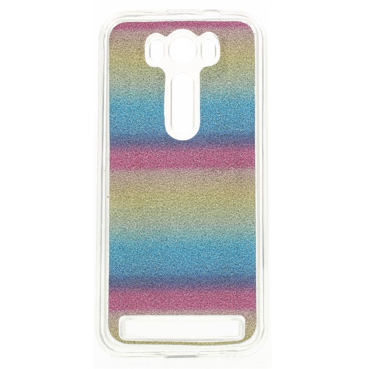 Glitter Power Soft TPU Back Phone Cover for Asus Zenfone 2 Laser ZE500KG ZE500KL - Colorful Horizontal Stripes-1