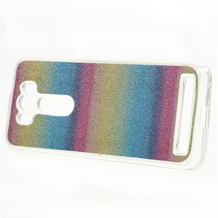 Glitter Power Soft TPU Back Phone Cover for Asus Zenfone 2 Laser ZE500KG ZE500KL - Colorful Horizontal Stripes-2