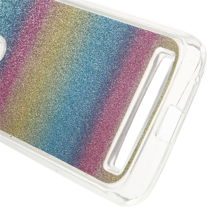 Glitter Power Soft TPU Back Phone Cover for Asus Zenfone 2 Laser ZE500KG ZE500KL - Colorful Horizontal Stripes-3