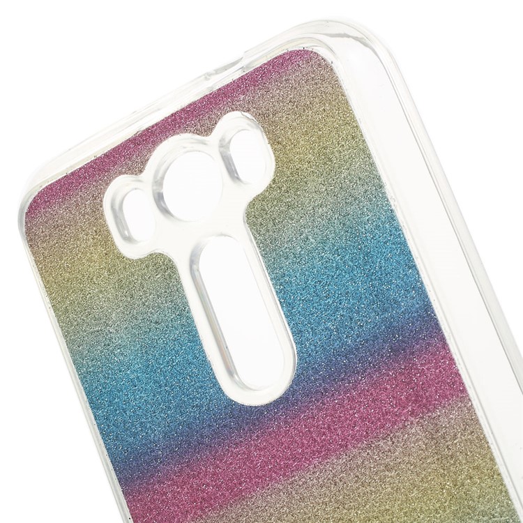 Glitter Power Soft TPU Back Phone Cover for Asus Zenfone 2 Laser ZE500KG ZE500KL - Colorful Horizontal Stripes-4