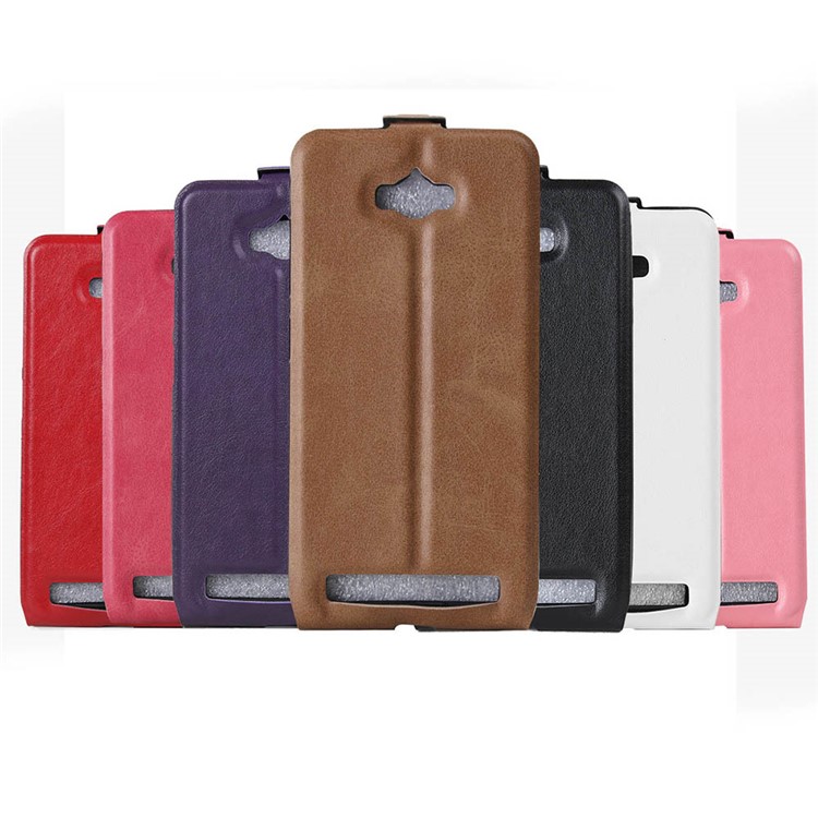 Vertical Flip Card Holder Leather Cover for Asus Zenfone Max ZC550KL - Brown-10