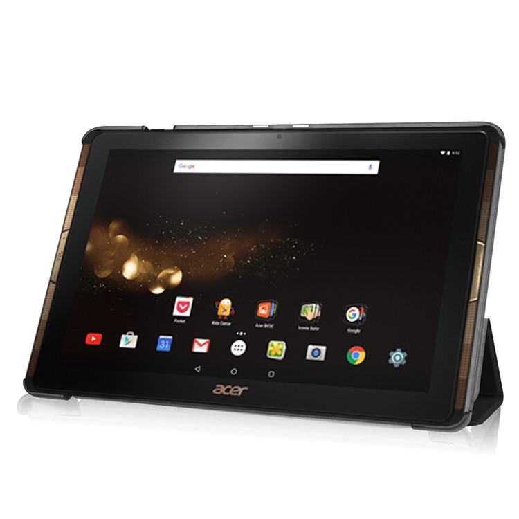 Tri-fold Stand Leather Case for Acer Iconia Tab 10 A3-A40 - Black-2