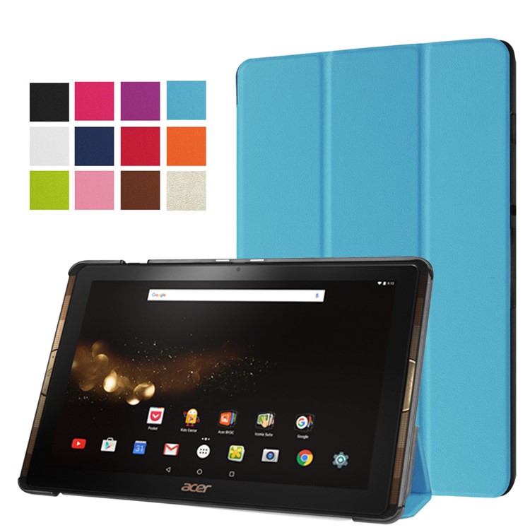 PU Leather Cover with Tri-fold Stand for Acer Iconia Tab 10 A3-A40 - Baby Blue-1