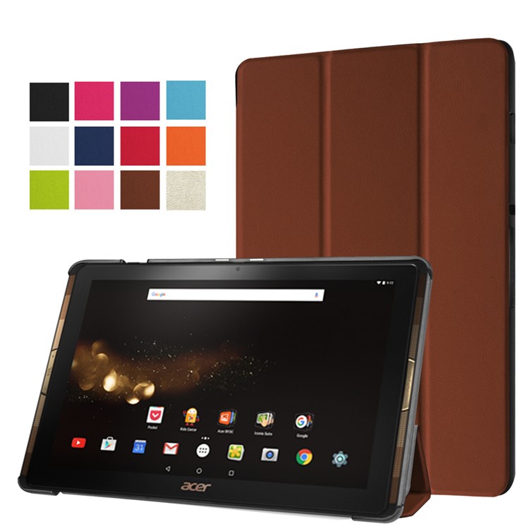 Tri-fold Stand Leather Case Cover for Acer Iconia Tab 10 A3-A40 - Brown-1