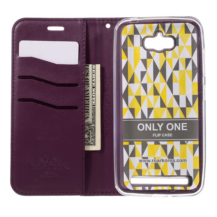 ROAR KOREA Only One Flip Wallet Leather Case for Asus Zenfone Max ZC550KL - Wine Red-6