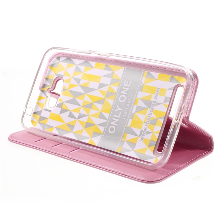 ROAR KOREA Only One Flip Wallet PU Leather Cover for Asus Zenfone Max ZC550KL - Pink-4