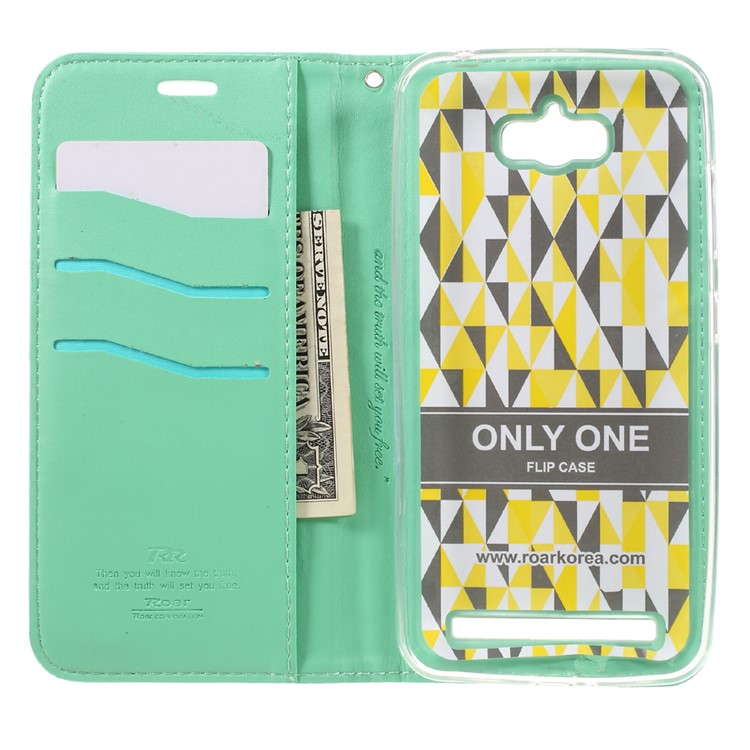 ROAR KOREA Only One Flip Magnetic Leather Cover for Asus Zenfone Max ZC550KL - Cyan-6