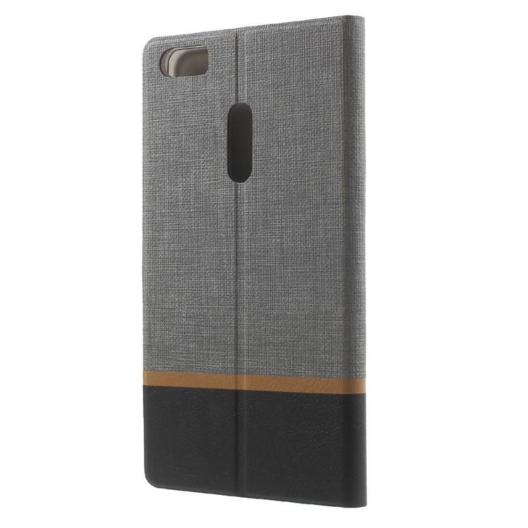 Contrast Color Cross Texture Leather Stand Cover for Asus Zenfone 3 Ultra ZU680KL - Grey-2
