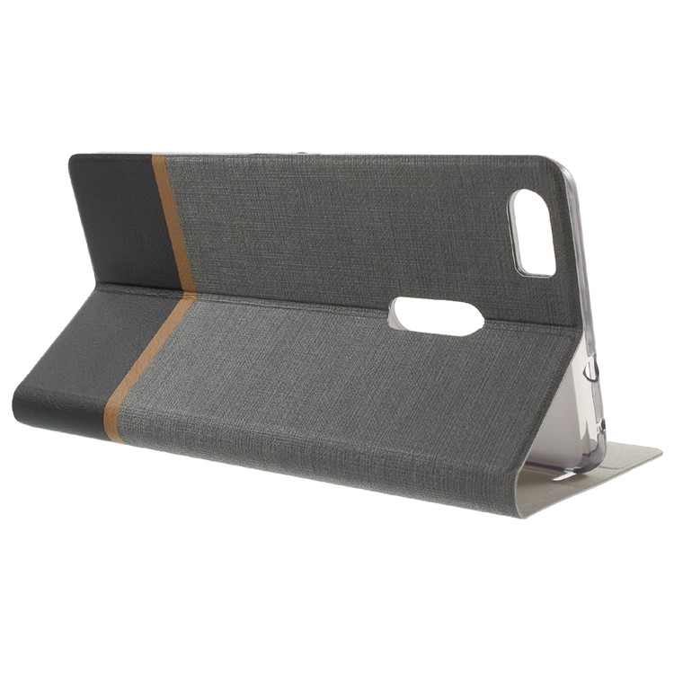 Contrast Color Cross Texture Leather Stand Cover for Asus Zenfone 3 Ultra ZU680KL - Grey-3