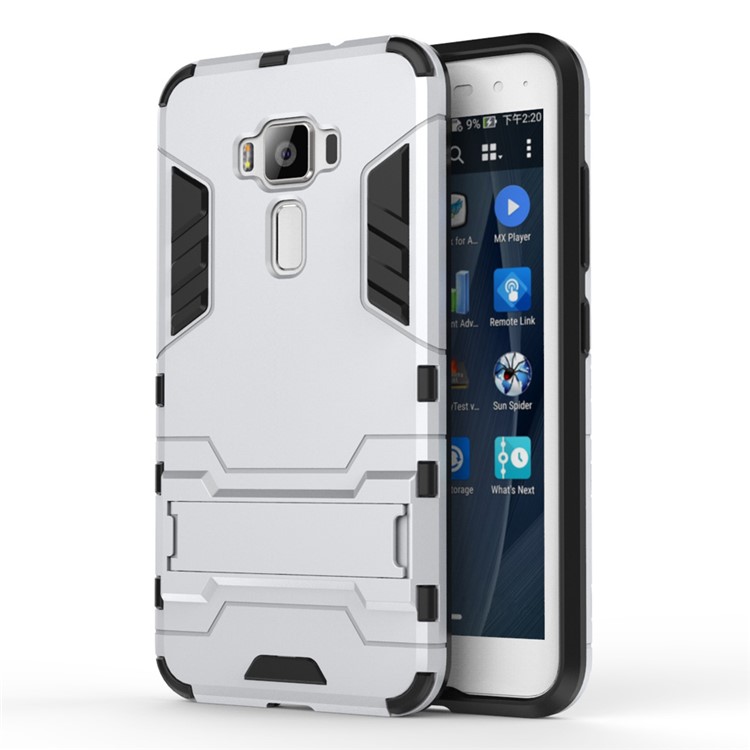 Solid PC + TPU Hybrid Case with Kickstand for Asus Zenfone 3 ZE520KL - Silver-1