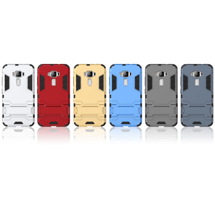 Solid PC + TPU Hybrid Shell Case with Kickstand for Asus Zenfone 3 ZE520KL - Grey-3