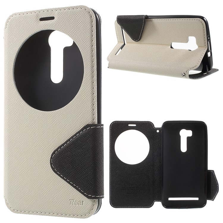 ROAR KOREA Contrast Color Window Leather Cover for Asus ZenFone Go/Go TV ZB551KL - White-1
