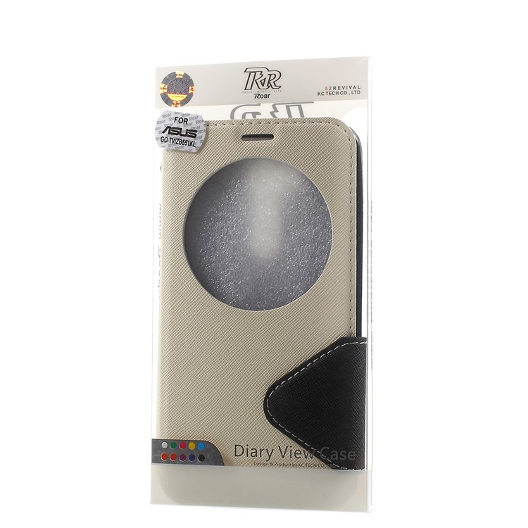 ROAR KOREA Contrast Color Window Leather Cover for Asus ZenFone Go/Go TV ZB551KL - White-10