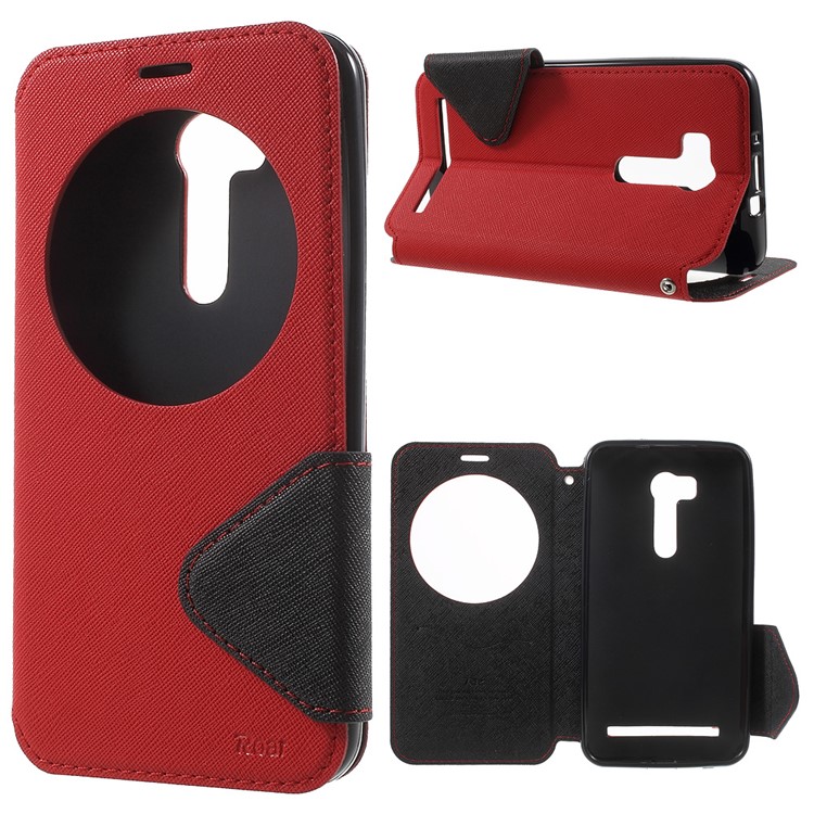 ROAR KOREA Contrast Color Window Leather Shell for Asus ZenFone Go/Go TV ZB551KL - Red-1