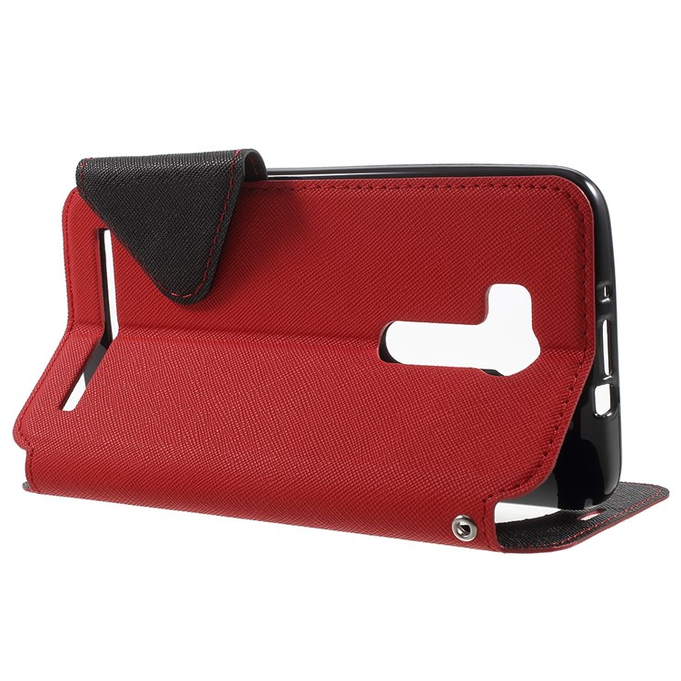 ROAR KOREA Contrast Color Window Leather Shell for Asus ZenFone Go/Go TV ZB551KL - Red-3