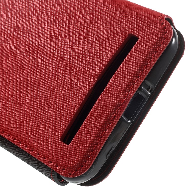 ROAR KOREA Contrast Color Window Leather Shell for Asus ZenFone Go/Go TV ZB551KL - Red-9