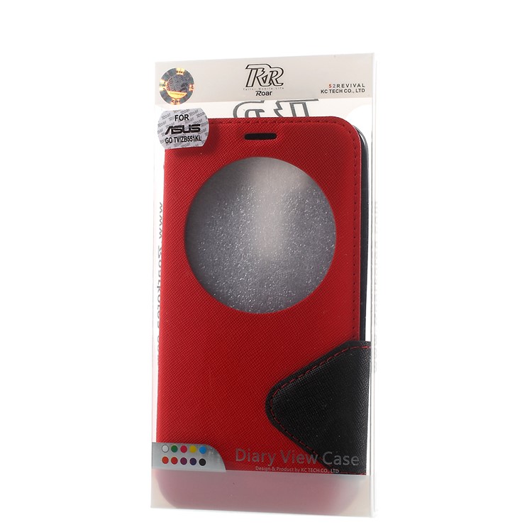 ROAR KOREA Contrast Color Window Leather Shell for Asus ZenFone Go/Go TV ZB551KL - Red-10