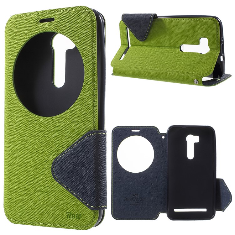 ROAR KOREA Bi-Color Window Leather Protective Cover for Asus ZenFone Go/Go TV ZB551KL - Green-1