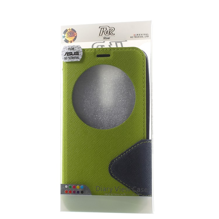 ROAR KOREA Bi-Color Window Leather Protective Cover for Asus ZenFone Go/Go TV ZB551KL - Green-9
