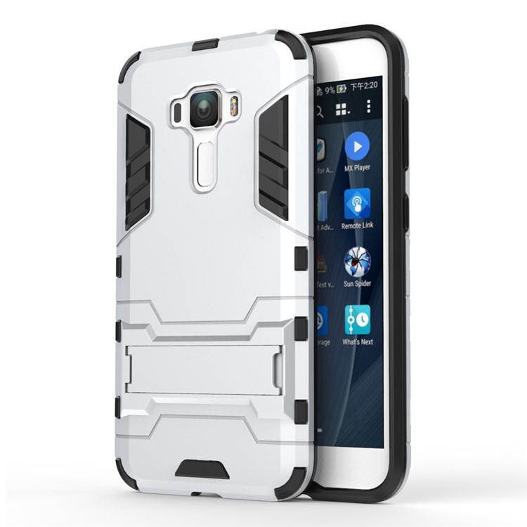 Solid PC + TPU Hybrid Case with Kickstand for Asus Zenfone 3 ZE552KL - Silver-1