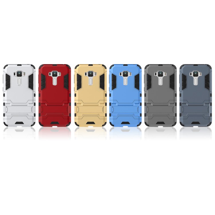 Solid PC + TPU Hybrid Case with Kickstand for Asus Zenfone 3 ZE552KL - Silver-3