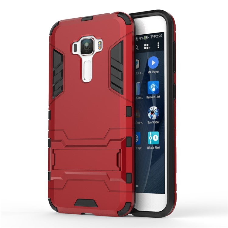 Solid PC + TPU Hybrid Phone Case with Kickstand for Asus Zenfone 3 ZE552KL - Red-1